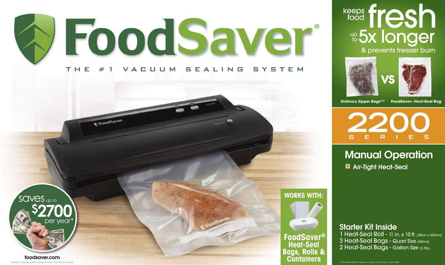 FoodSaver V2244 Advanced Design Vacuum Sealer, Black Survive Our Collapse