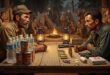 Bartering after collapse with canned food, water, and ammunition in a survival camp